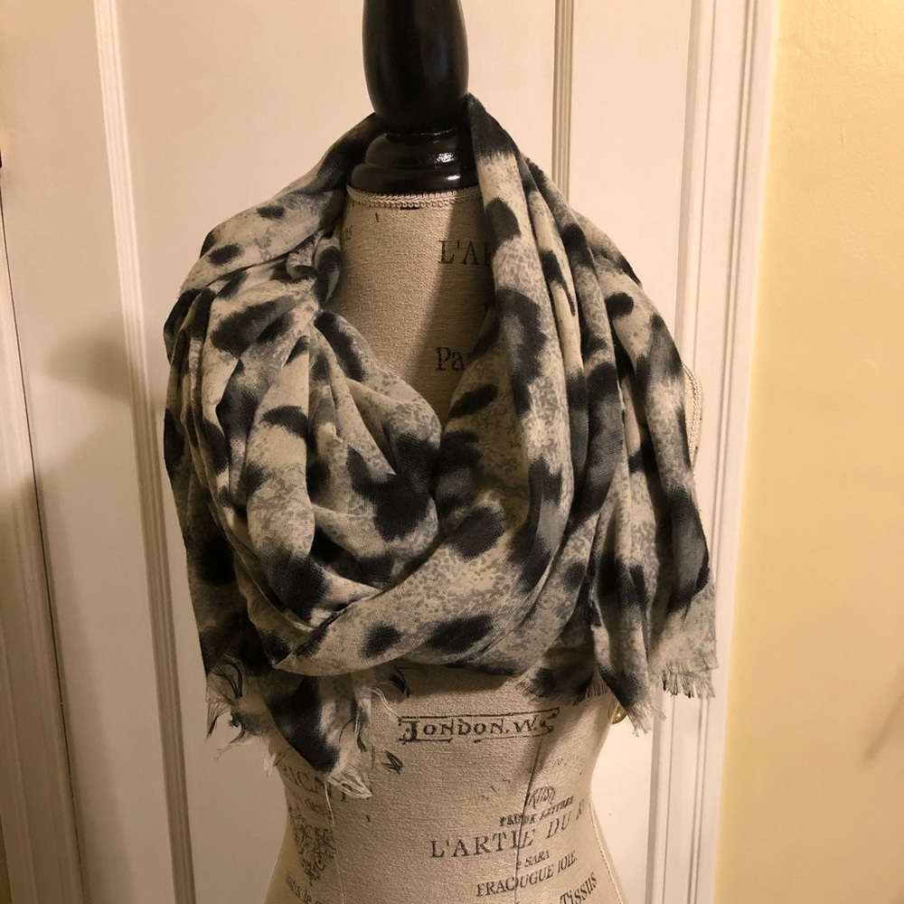 Leopard And Black and White Floral Scarf